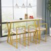 TOPMAX Modern 4-Piece Counter Height Extra Long Console Bar Dining Table Set with 3 Padded Stools for Small Places; Gold