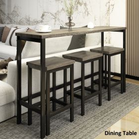 TOPMAX Counter Height Extra Long Dining Table Set with 3 Stools Pub Kitchen Set Side Table with Footrest; Gray