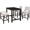 TOPMAX 2 Pieces Rustic Wooden Counter Height Upholstered Dining Chairs for Small Places; Espresso+ Beige