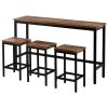 TOPMAX Counter Height Extra Long Dining Table Set with 3 Stools Pub Kitchen Set Side Table with Footrest; Brown