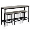 TOPMAX Counter Height Extra Long Dining Table Set with 3 Stools Pub Kitchen Set Side Table with Footrest; Gray