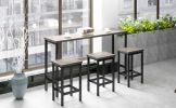 TOPMAX Counter Height Extra Long Dining Table Set with 3 Stools Pub Kitchen Set Side Table with Footrest; Gray