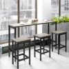 TOPMAX Counter Height Extra Long Dining Table Set with 3 Stools Pub Kitchen Set Side Table with Footrest; Gray