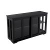 Kitchen Storage Stand Cupboard With Glass Door-Black RT