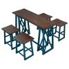 TOPMAX Rustic Counter Height 5-Piece Dining Set; Wood Console Table Set with 4 Stools for Small Places; Walnut+Blue