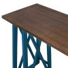 TOPMAX Rustic Counter Height 5-Piece Dining Set; Wood Console Table Set with 4 Stools for Small Places; Walnut+Blue