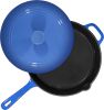 Enameled Cast Iron Skillet Deep Saut Pan with Lid; 12 Inch; Duke Blue; Superior Heat Retention