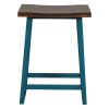 TOPMAX Rustic Counter Height 5-Piece Dining Set; Wood Console Table Set with 4 Stools for Small Places; Walnut+Blue