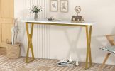 TOPMAX Modern 4-Piece Counter Height Extra Long Console Bar Dining Table Set with 3 Padded Stools for Small Places; Gold