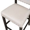 TOPMAX 2 Pieces Rustic Wooden Counter Height Upholstered Dining Chairs for Small Places; Espresso+ Beige