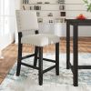 TOPMAX 2 Pieces Rustic Wooden Counter Height Upholstered Dining Chairs for Small Places; Espresso+ Beige