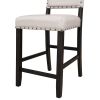 TOPMAX 2 Pieces Rustic Wooden Counter Height Upholstered Dining Chairs for Small Places; Espresso+ Beige