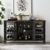 JHX Industrial Wine Bar Cabinet; Liquor Storage Credenza; Sideboard with Wine Racks & Stemware Holder (Dark Grey; 55.12''w x 13.78''d x 30.31' ' h)