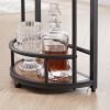 Bar table with bottle holder and glass holder; multifunctional high bar table; can hold 8 bottles of wine and 9 glasses; with side storage.(Rustic Bro