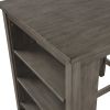 TOPMAX 3 Piece Dining Table with Padded Stools; Table Set with Storage Shelf; Dark Gray