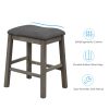 TOPMAX 3 Piece Dining Table with Padded Stools; Table Set with Storage Shelf; Dark Gray