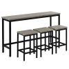 TOPMAX Counter Height Extra Long Dining Table Set with 3 Stools Pub Kitchen Set Side Table with Footrest; Gray