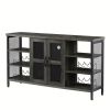 JHX Industrial Wine Bar Cabinet; Liquor Storage Credenza; Sideboard with Wine Racks & Stemware Holder (Dark Grey; 55.12''w x 13.78''d x 30.31' ' h)