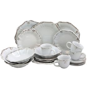 Elama Fleur De Lys 20-Piece Dinnerware Set in White