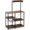 4-tier Kitchen Baker's Rack with Basket and 5 Hooks