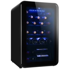 Wine Cooler Countertop Freestanding Wine Cellars Compressor System Champagne Chiller Digital Temperature Control UV-Protective Finish Max Load 24 Stan (Color: Black)