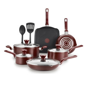 Household Kitchen 12 Piece Nonstick Cookware Set (Color: Red, Type: 12 Piece)