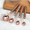 Kitchen Accessories 4Pcs/Set Measuring Cups Spoons Stainless Steel Plated Copper Wooden Handle Cooking Baking Tools